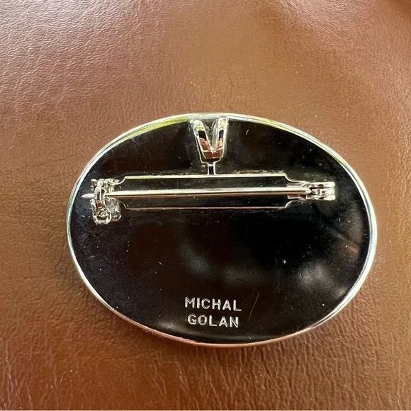 Vintage Michal Logan Earrings & Brooch/Pendant Pearl Lucite Cabochon Silver - Picture 10 of 14